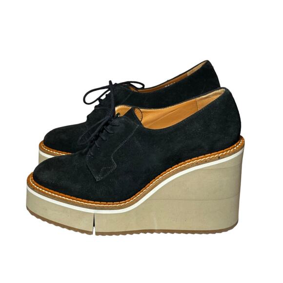 Robert Clergerie Bravo Black Suede Platform Wedge Oxfords Size 40 - Picture 4 of 7